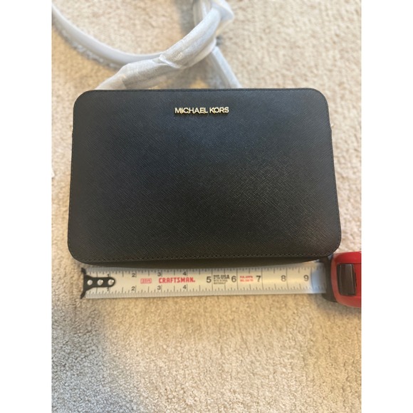 NWT Michael Kors Jet Set Large Crossbody Black Saffiano Leather Gold Chain Chic! - Picture 5 of 10